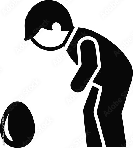 Easter sunday boy finding easter egg