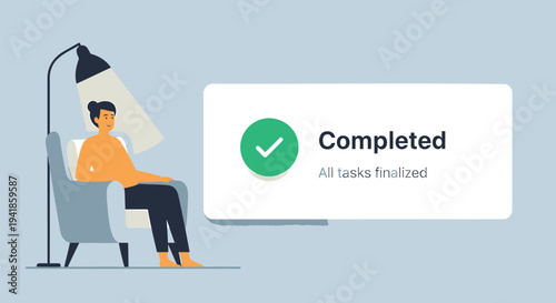 Completed task notification vector illustration