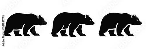 bear silhouette icon set. Animals logos collection and isolated on White background