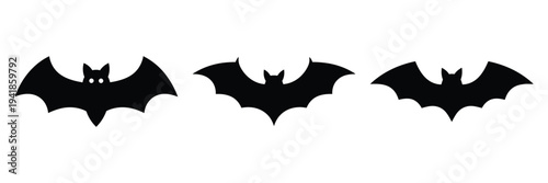 bat silhouette icon set. Animals logos collection and isolated on White background