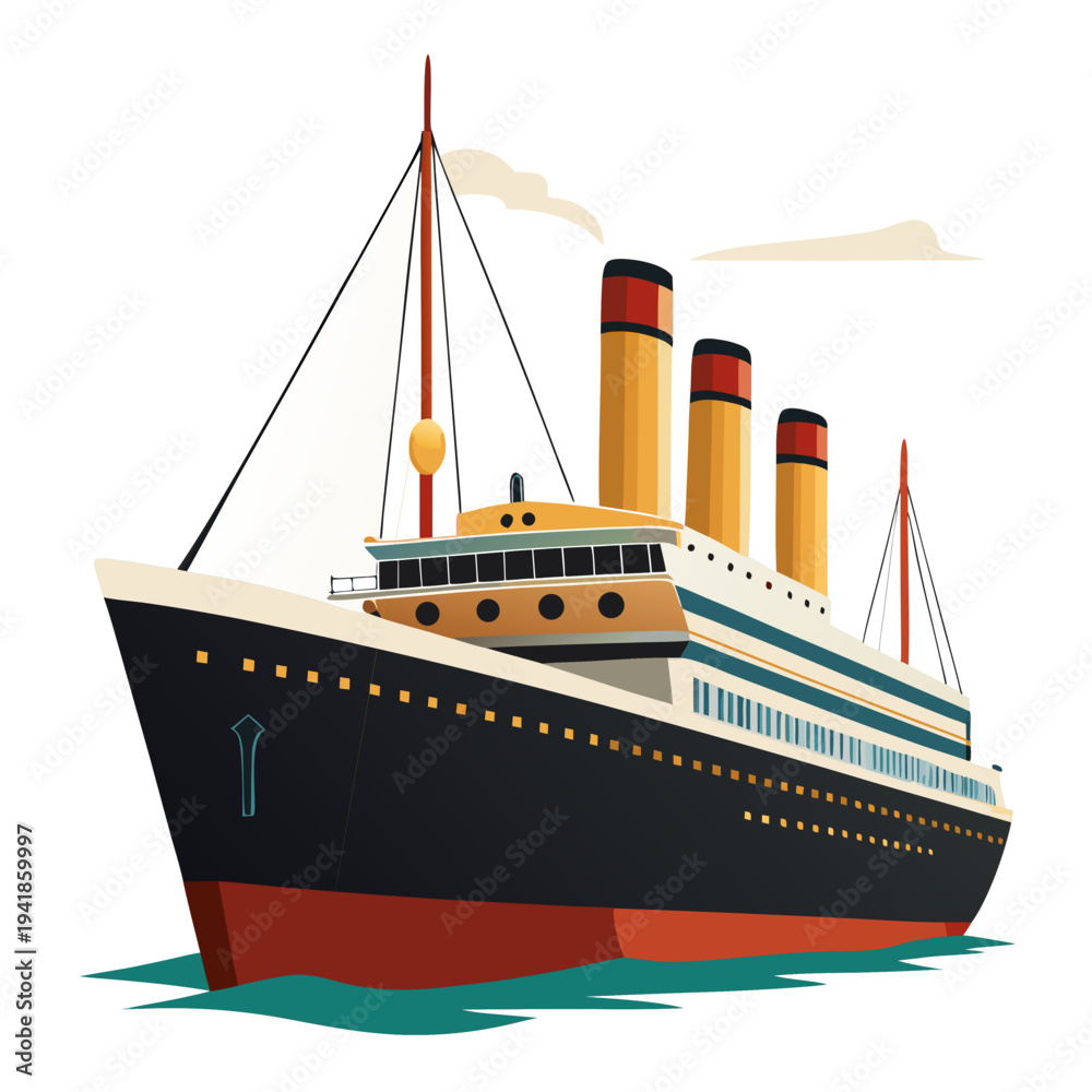 Fototapeta premium Vintage ocean liner sailing through calm waters on a sunny day