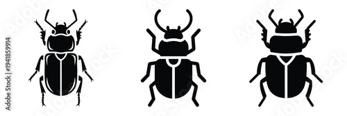beetle silhouette icon set. Animals logos collection and isolated on White background
