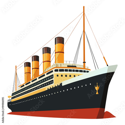 Vintage ocean liner ship sailing on the sea