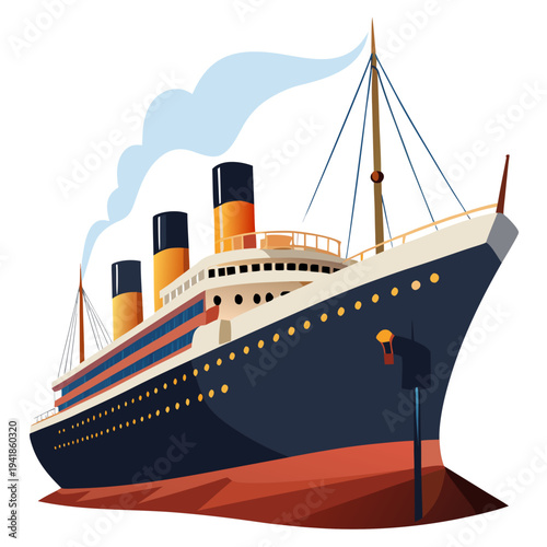 Wallpaper Mural Vintage ocean liner ship sailing through open waters Torontodigital.ca