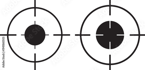 Two simple target reticle icons, crosshair symbol for aiming