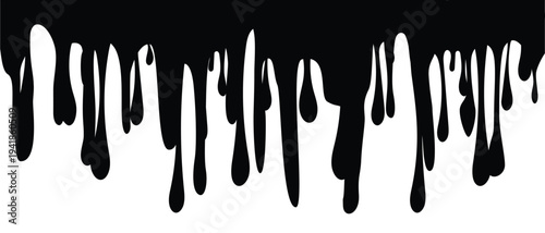 Dripping paint, melted dripping liquid on background. Sticky amber liquids, drops and fluids. Vector illustration isolated on white background. 