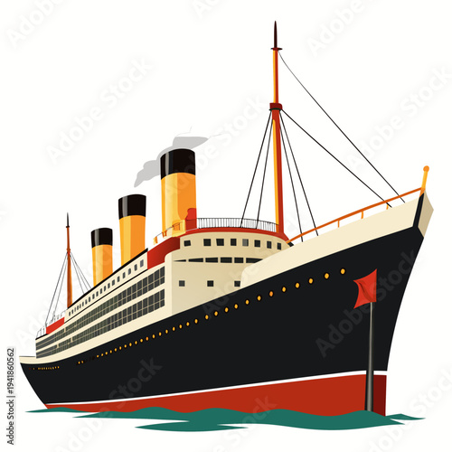 Vintage ocean liner sailing through calm waters on a sunny day