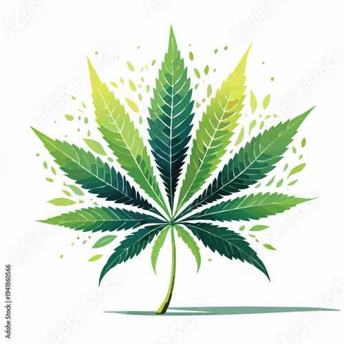 Stylized cannabis leaf illustration on white background