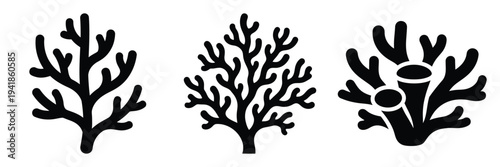 coral silhouette icon set. Animals logos collection and isolated on White background