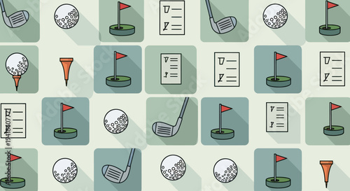 Golf Icons and Symbols Set Illustration.