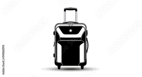 Black Suitcase with Retractable Handle and Wheels.