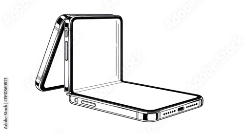 Foldable Smartphone with Open Screen Illustration.