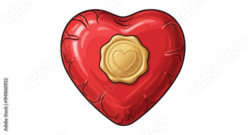 Red Heart Shaped Leather Pouch Closed.