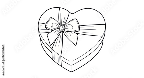 Heart Shaped Gift Box with Ribbon.