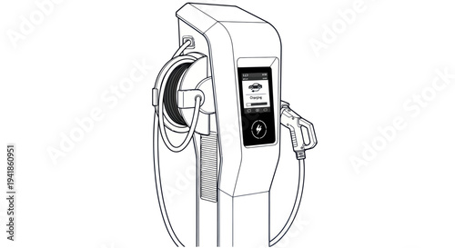 Electric Vehicle Charging Station Illustration.