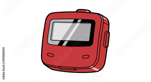 Red GPS Device with Screen Illustration.