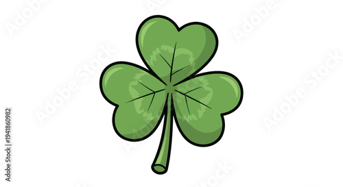 Four Leaf Clover Cartoon Illustration Green.