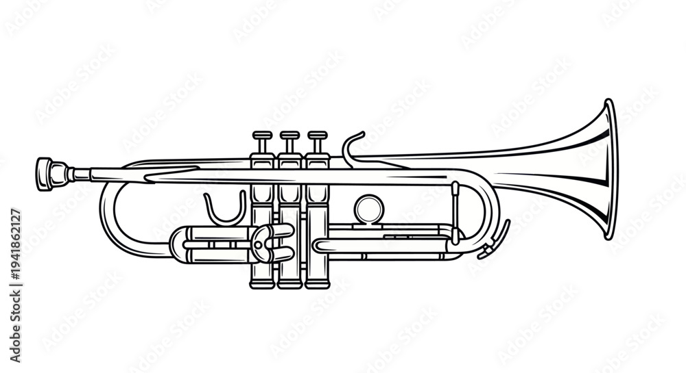 Naklejka premium Trumpet Musical Instrument Illustration.