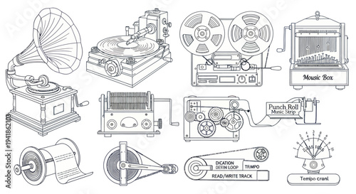 Vintage Audio Equipment and Components Set.