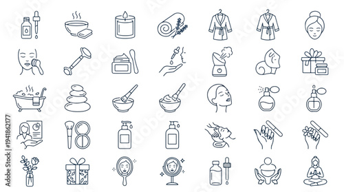Minimalist line art icons set for business, wellness, and lifestyle concepts