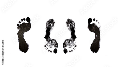 Wallpaper Mural Huellas en tinta negra con fondo blanco de pies de hombre y mujer, huellas eróticas. Torontodigital.ca