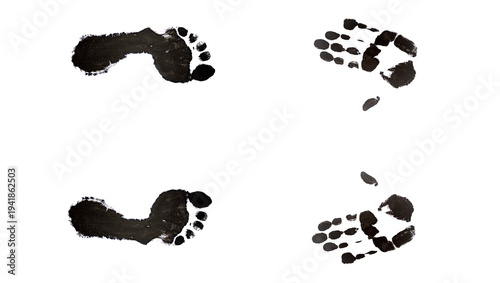 Wallpaper Mural Huellas en tinta negra con fondo blanco de pies y manos de mujer y hombre, huellas eróticas. Torontodigital.ca