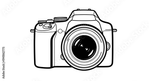 Digital Camera Front View with Lens.