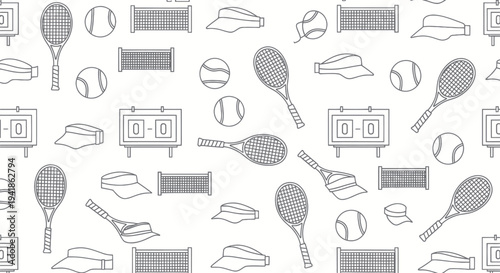 Sports Equipment Icons Tennis Badminton Squash.