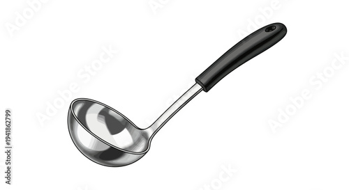 Stainless Steel Ladle with Black Handle.
