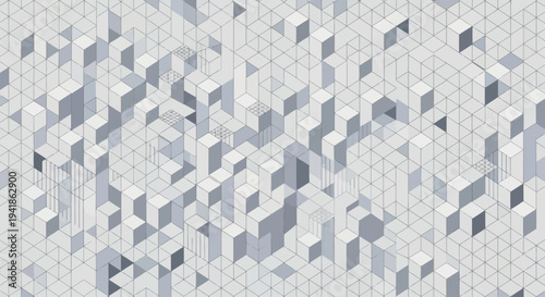 Three Dimensional White Geometric Shapes Pattern.