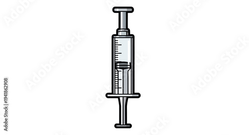 Medical Syringe Illustration Detailed Drawing.