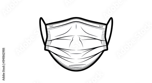 Surgical Face Mask Illustration Simple Design.