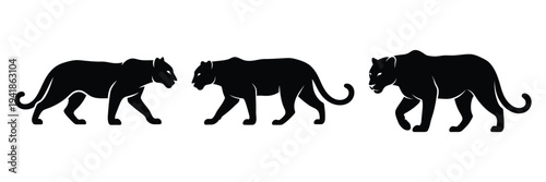 leopard silhouette icon set. Animals logos collection and isolated on White background
