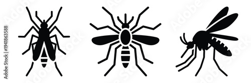 mosquito silhouette icon set. Animals logos collection and isolated on White background