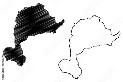 West Jaintia Hills district (Meghalaya State, Republic of India) map vector illustration, scribble sketch West Jaintia Hills map