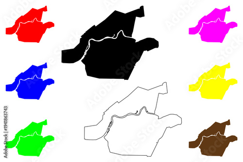 Khujand city (Republic of Tajikistan) map vector illustration, scribble sketch Khodjent, Leninabad map