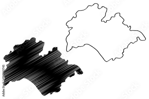 West Karbi Anglong district (Assam State, Republic of India) map vector illustration, scribble sketch West Karbi Anglong map