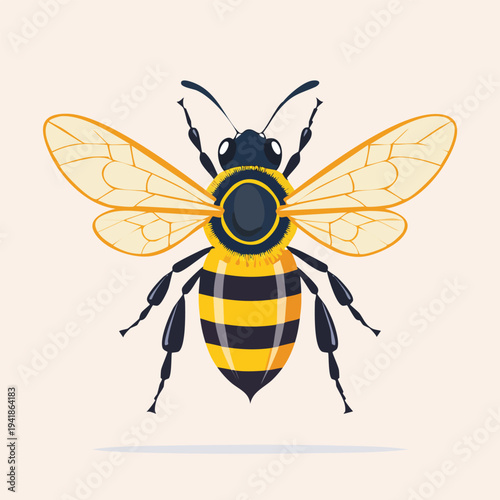 Stylized illustration of a honeybee with yellow and black markings