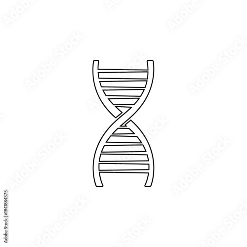 DNA Double Helix Structure in Black and White.