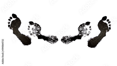 Wallpaper Mural Huellas en tinta negra con fondo blanco de pies de hombre y mujer, huellas eróticas. Torontodigital.ca