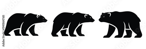 polar bear silhouette icon set. Animals logos collection and isolated on White background