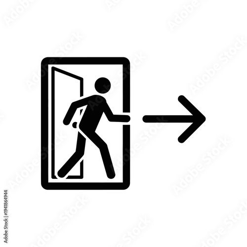 Emergency exit sign with running man and arrow.