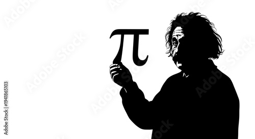 Vector silhouette of man holding pi symbol