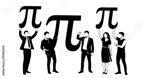 Vector illustration of people holding pi symbols