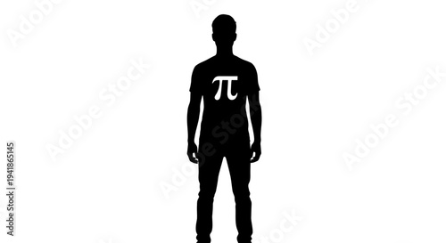 Vector silhouette of a man with pi symbol on t-shirt