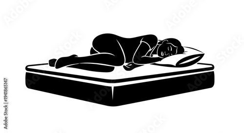 Vector illustration of a person sleeping on a mattress