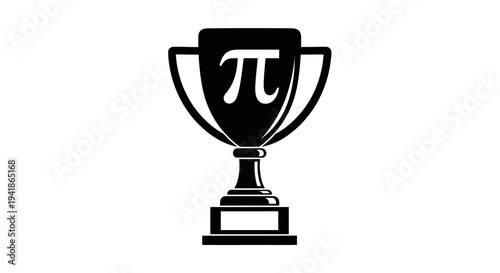 Vector trophy icon with pi symbol, black and white