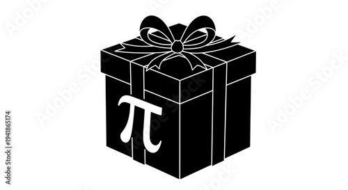Black gift box icon with pi symbol vector