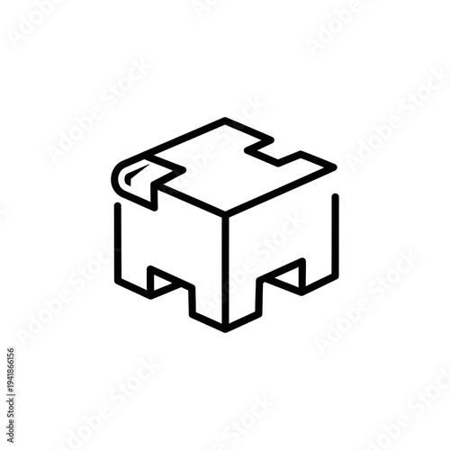Isometric Block Outline - Construction and Design Element.