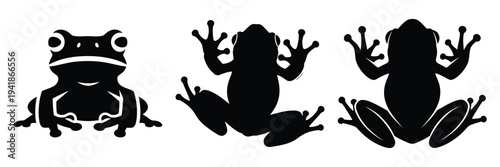 tree frog silhouette icon set. Animals logos collection and isolated on White background